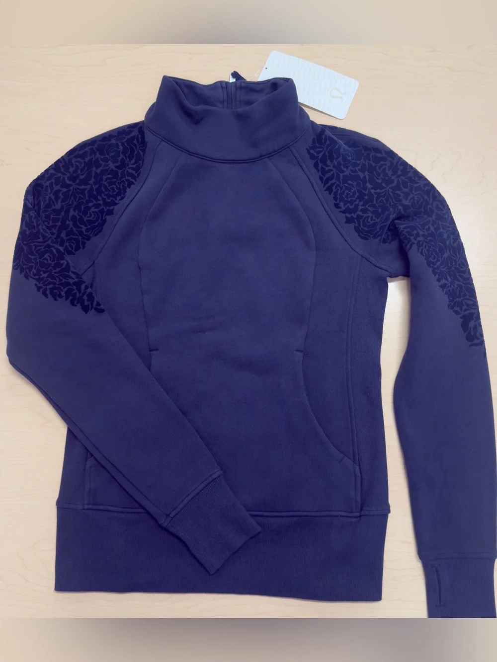 Lululemon Floral Flock Pullover Midnight Navy Velvet Shoulder Size 4 NWT